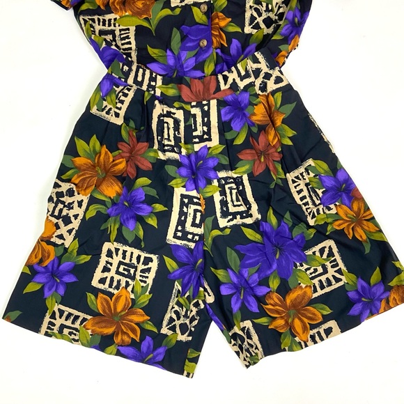 Vintage 80s Vibrant Floral Short Set - Picture 2 of 5